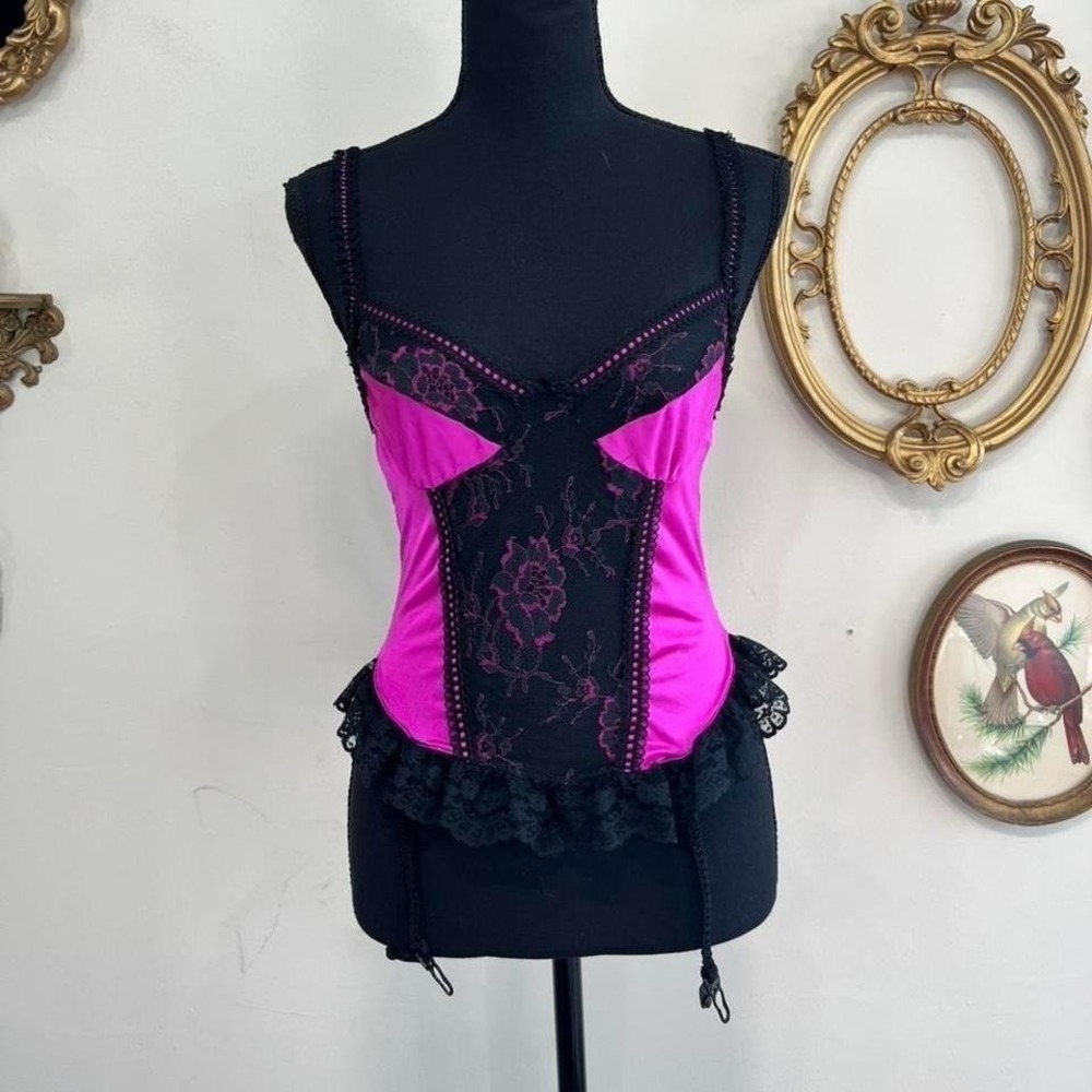 Vintage lingerie Frederick's of Hollywood Lace Garter Corset Top Size Medium